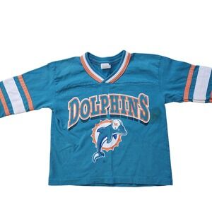 Vintage GTS Miami Dolphins Kids Jersey T-Shirt Boys 5 Teal NFL Made‎ in USA 90s